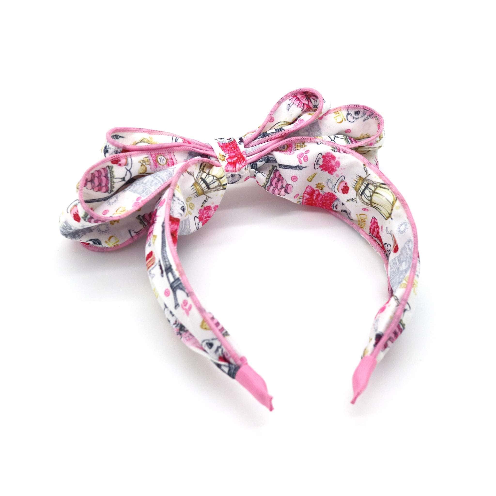 Pink Poppy Claris Fashion Print Headband with Bow - Little Miss Muffin Children & Home