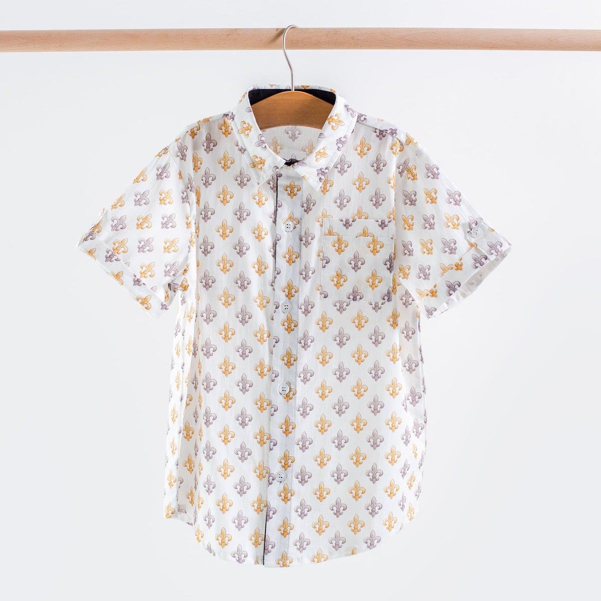 Nola Tawk Black & Gold Fleur de Lis Short Sleeve Collared Shirt - Little Miss Muffin Children & Home