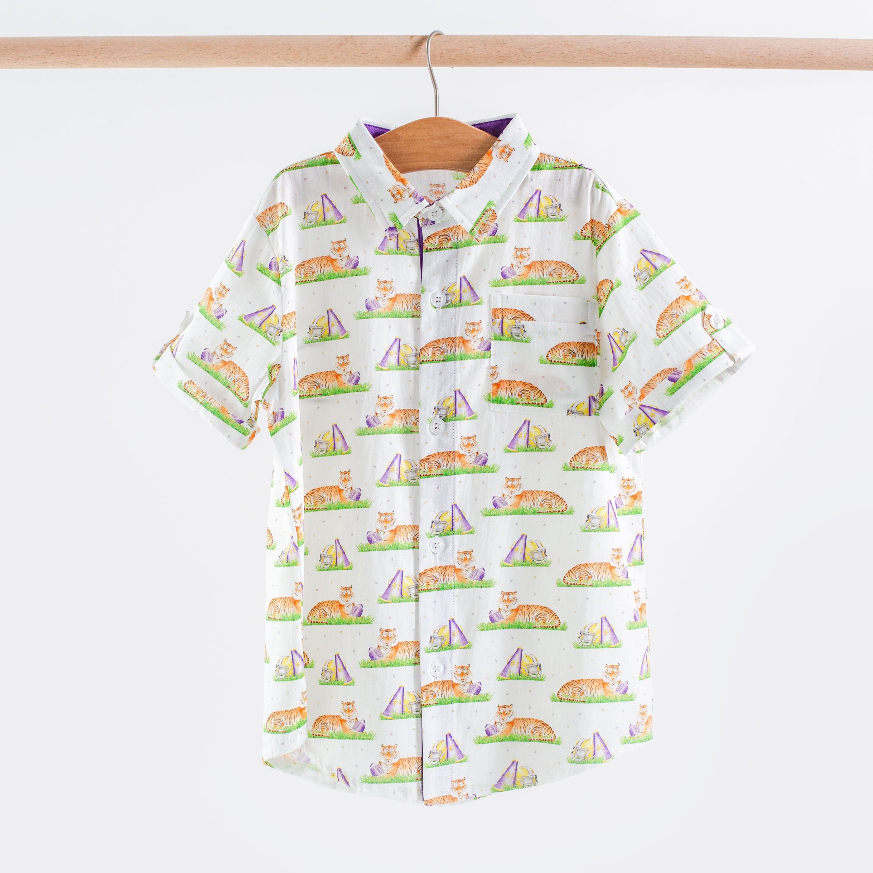 Nola Tawk Mascot Mania in Louisiana Short Sleeve Collared Shirt - Little Miss Muffin Children & Home