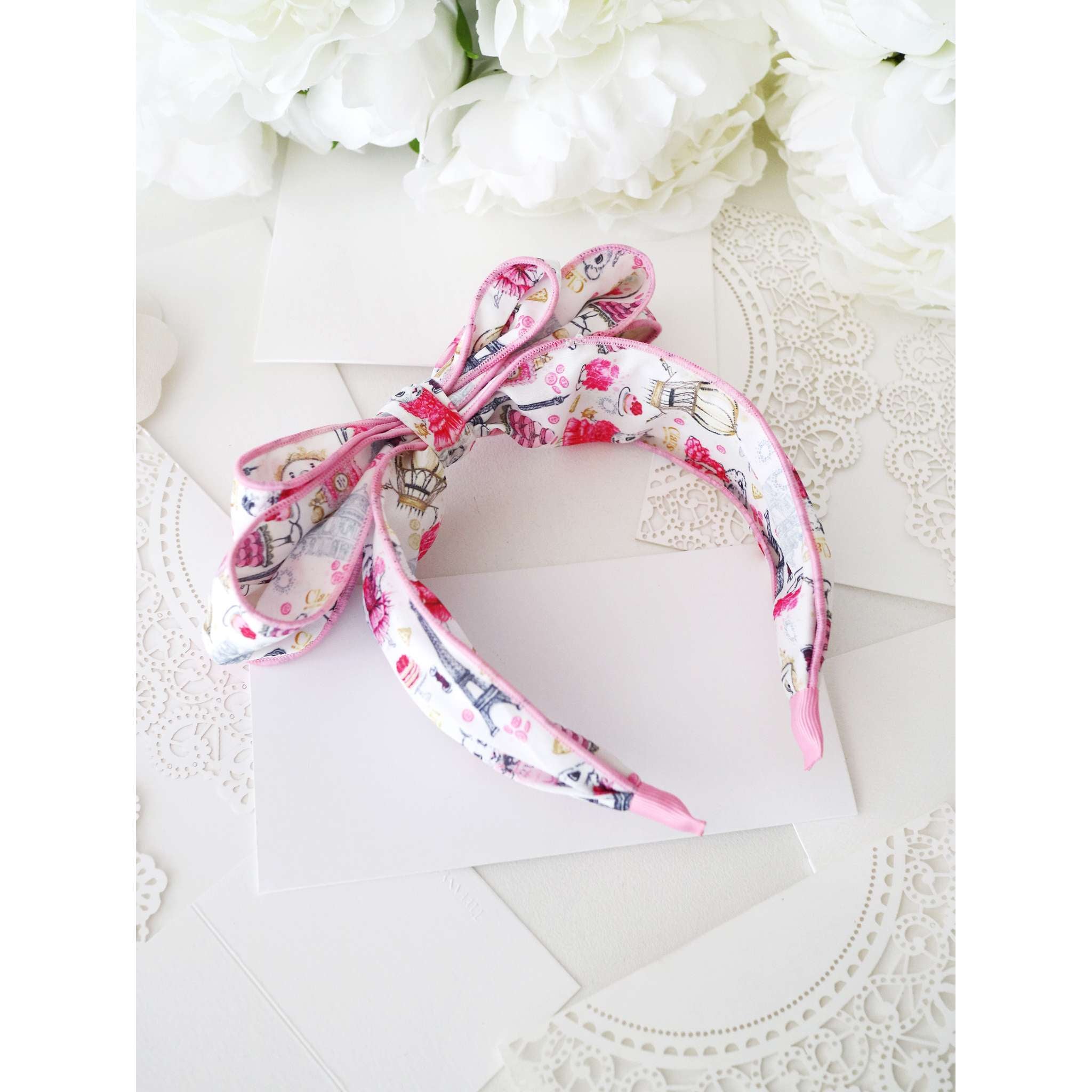Pink Poppy Claris Fashion Print Headband with Bow - Little Miss Muffin Children & Home