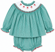 Santa Smocked Emma Bishop Style Bloomer Set