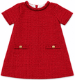 Red Tweed Short Sleeve Braided Dress