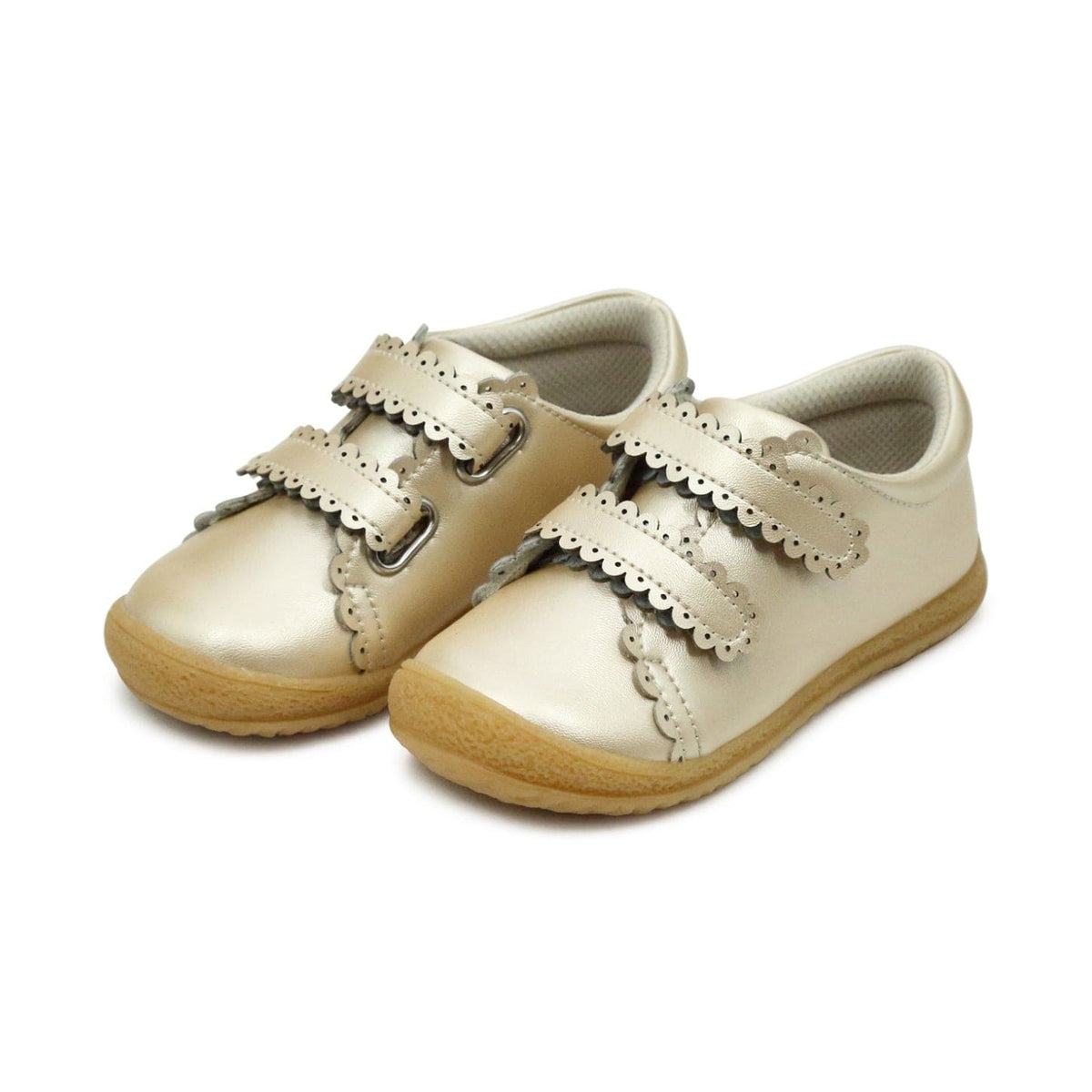 L'Amour Shoes L'Amour Marisa Scalloped Strap Sneaker in Champagne - Little Miss Muffin Children & Home