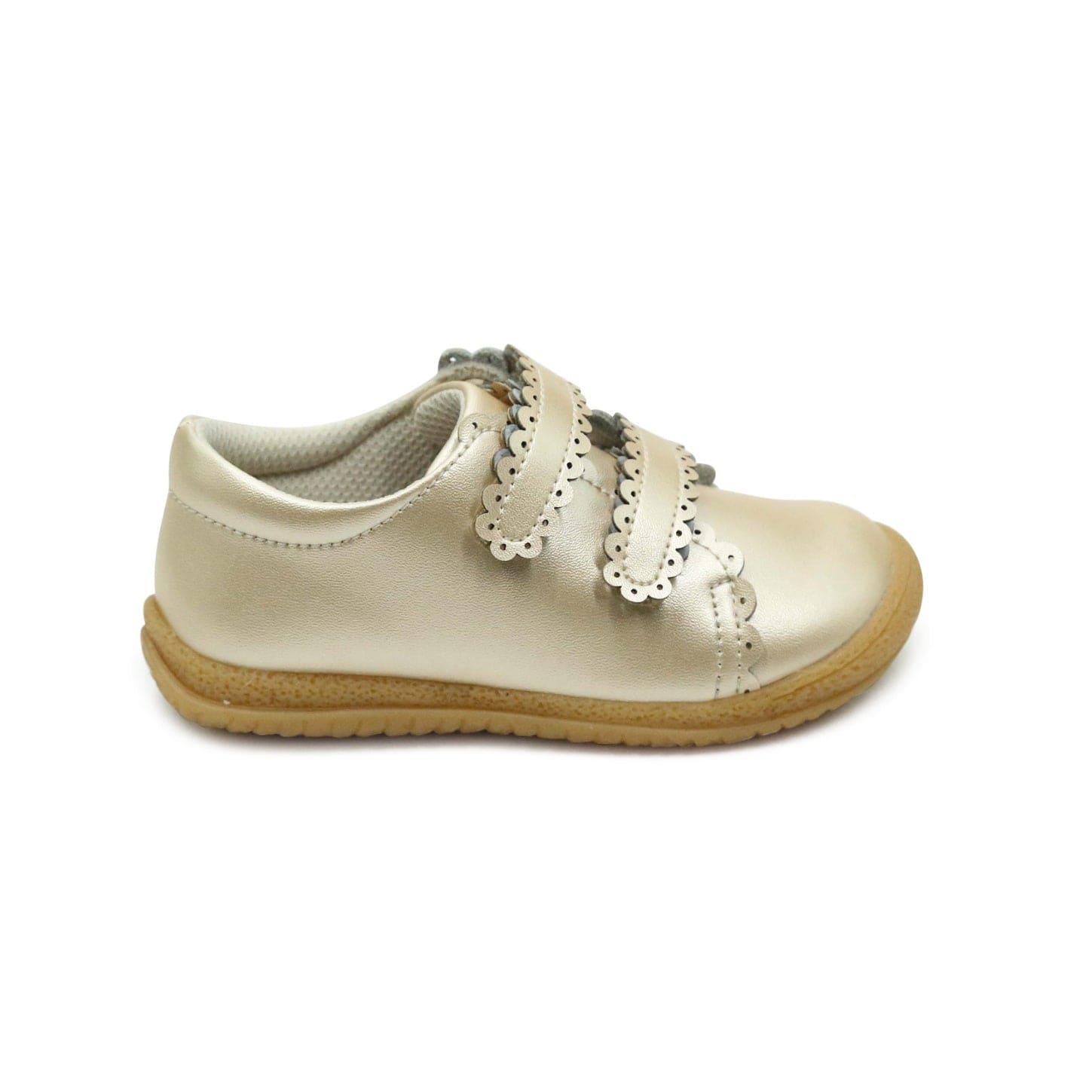 L'Amour Shoes L'Amour Marisa Scalloped Strap Sneaker in Champagne - Little Miss Muffin Children & Home
