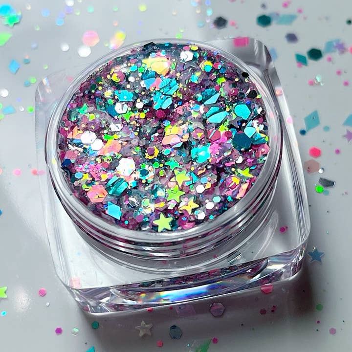 Iridescent Galaxy Face and Body Glitter'.