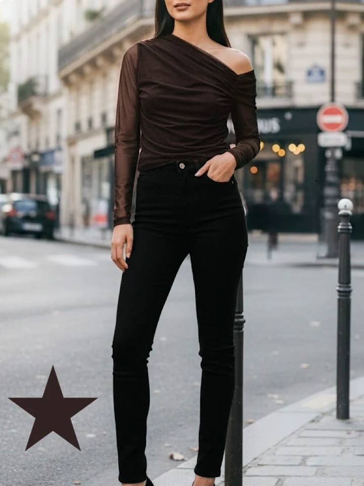 brown sheer blouse