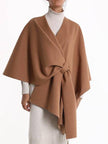 Italian Large Poncho with Knot Closure in Camel