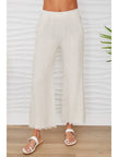 Italian Linen Pants with Raw Hem in Beige