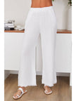 Italian Linen Pants with Raw Hem in White
