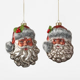 180 Degrees Santa Head with Furry Cap 6.5" Ornament