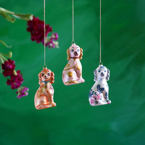 180 Degrees 4" Glass NL Floral Dog Ornament, 3 Styles Available