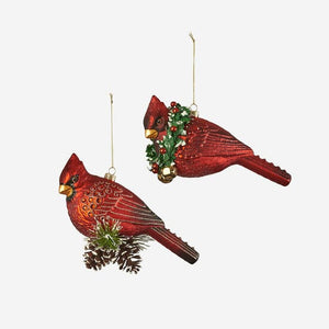 180 Degrees 8" Glass Cardinal Ornament, 2 Styles Available