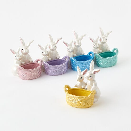 180 Degrees 180 Degrees Ceramic Bunnies with Basket, Available in 5 Colors - Little Miss Muffin Children & Home