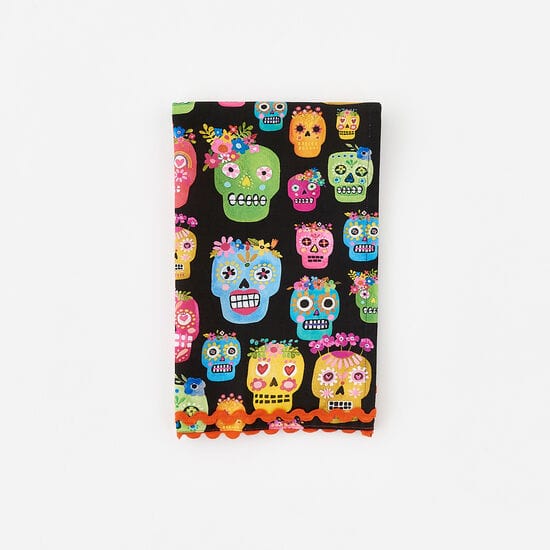 180 Degrees 180 Degrees Sugar Skull Kitchen Towel with Rickrack Trim - Little Miss Muffin Children & Home