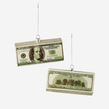 180 Degrees 6" Glass 100 Dollar Bill Ornament