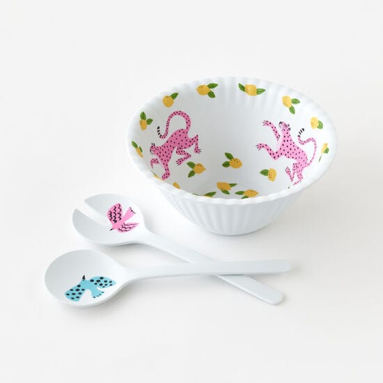 180 Degrees 180 Degrees 3-Piece Melamine Leopard Salad Set - Little Miss Muffin Children & Home