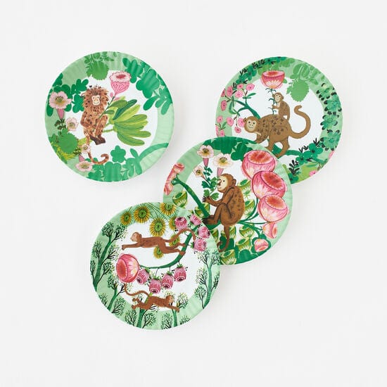 180 Degrees 180 Degrees Monkey Melamine "Paper" Plates, Set of 4 - Little Miss Muffin Children & Home