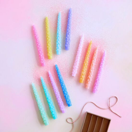 180 Degrees 180 Degrees Rainbow Tree Taper Candles, Boxed Set of 4, 3 Color Palettes Available - Little Miss Muffin Children & Home