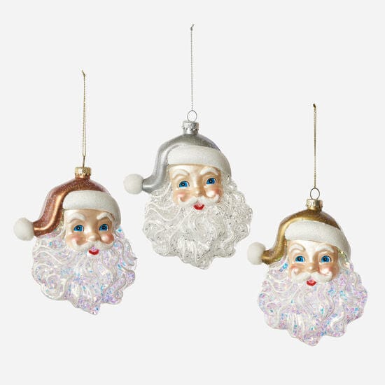 180 Degrees 180 Degrees Glass Metallic Santa Ornaments - Little Miss Muffin Children & Home