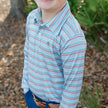 Bailey Boys Harry Long Sleeve Striped Performance Polo in Hazel - Little Miss Muffin Children & Home