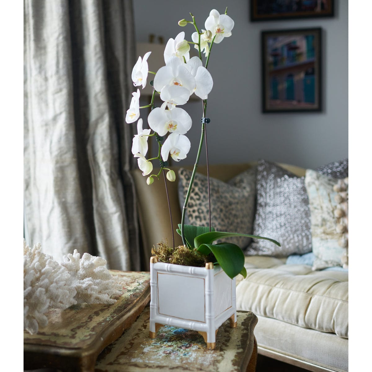 Abigail's Home Decor Abigail's Bamboo Cachepot, White/Gold, Small - Little Miss Muffin Children & Home