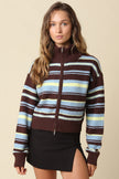 Aspen Striped Zip-Up Knit Cardigan