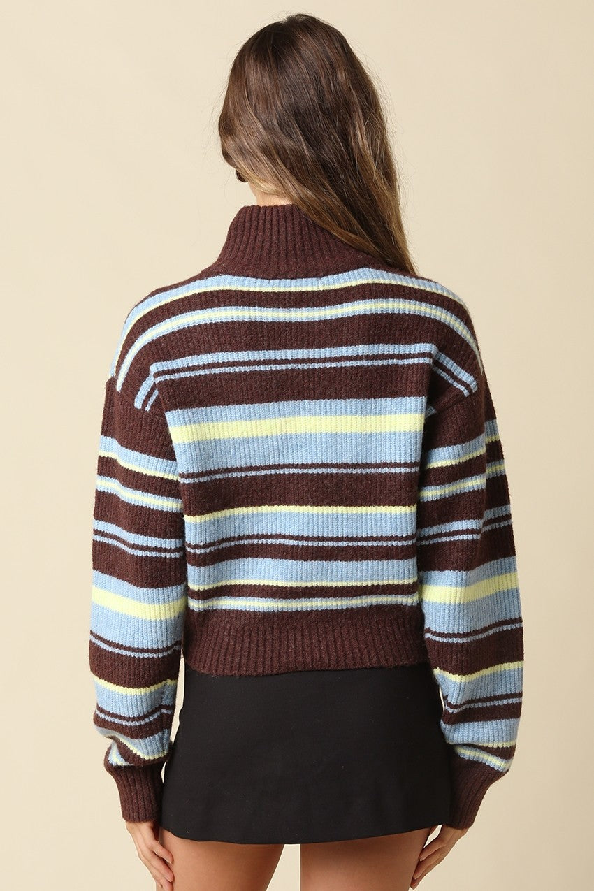 Aspen Striped Zip-Up Knit Cardigan