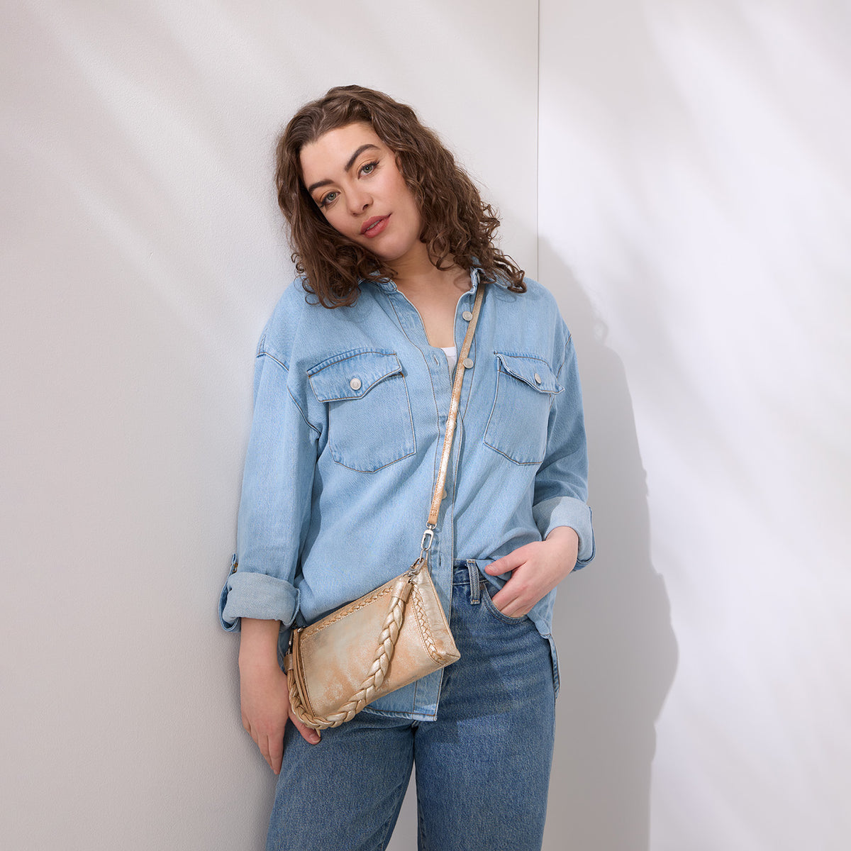 Hobo Darcy Crossbody In Metallic Leather Saddle Stardust - Little Miss Muffin Children & Home