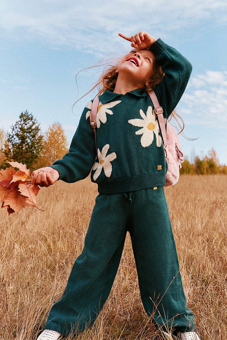 Jasper Printed Green Flare Pants