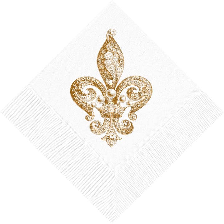 Jewel Fleur de Lys Beverage Napkins