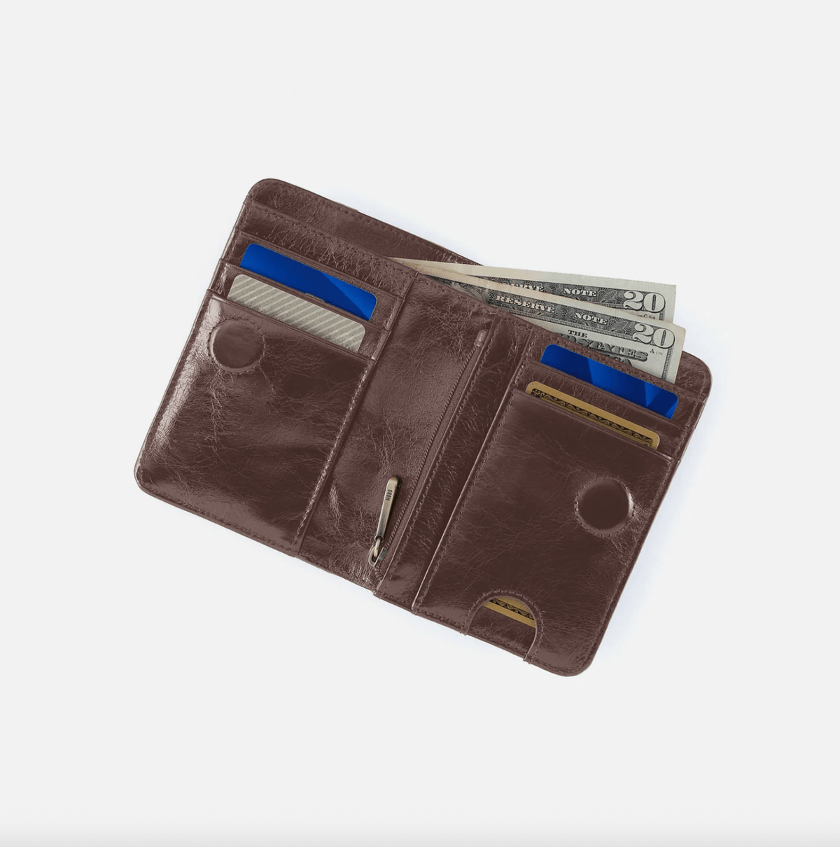 Jill Medium Bifold Wallet Polished Leather in Hearthstone