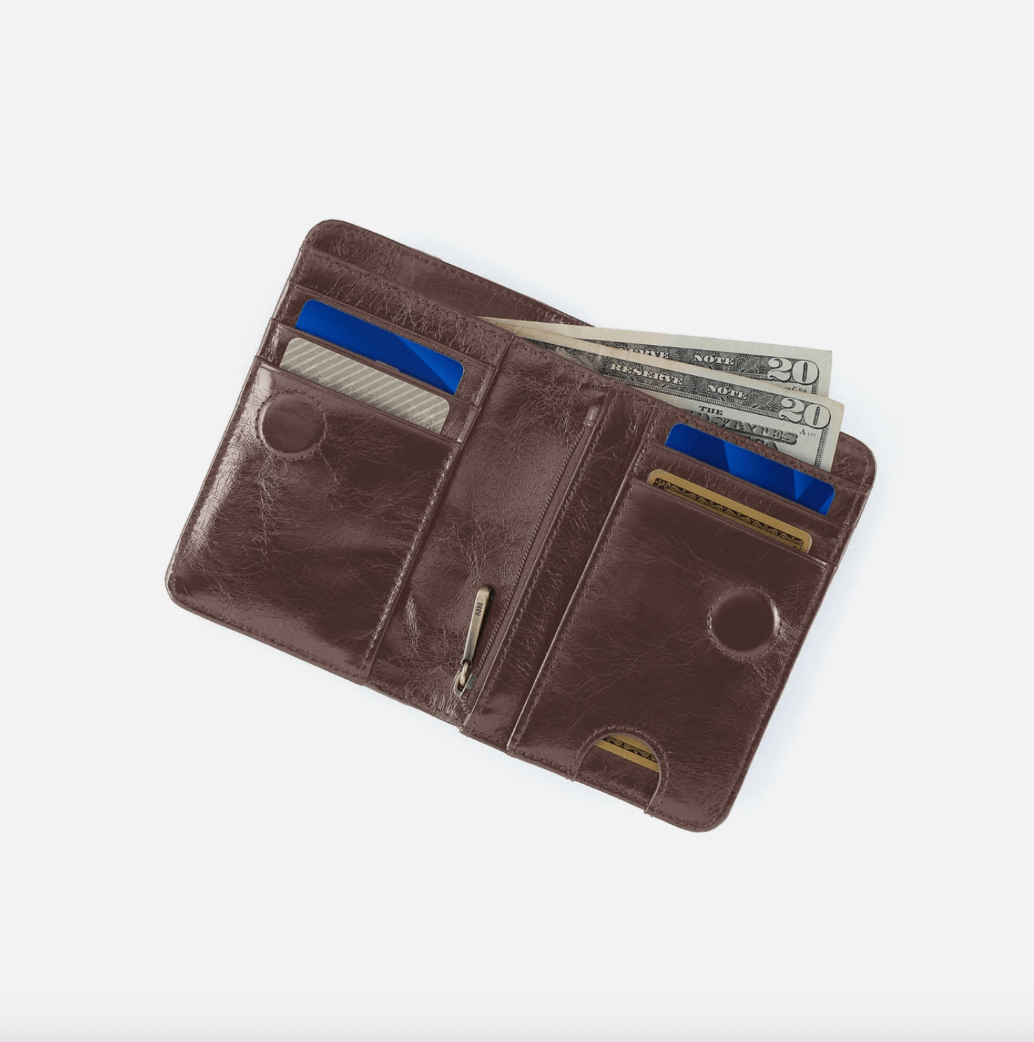 Jill Medium Bifold Wallet Polished Leather in Hearthstone