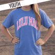 Lulu Mac Polka Dot Youth Flo Blue Comfort Colors Tee by Girlie Girl Originals