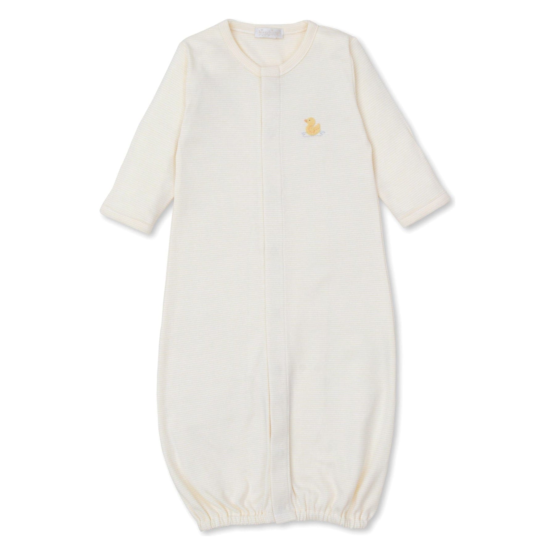 Kissy Kissy Kissy Kissy Convertible Gown with Hand Embroidered Premier Duckling, Yellow Stripe - Little Miss Muffin Children & Home