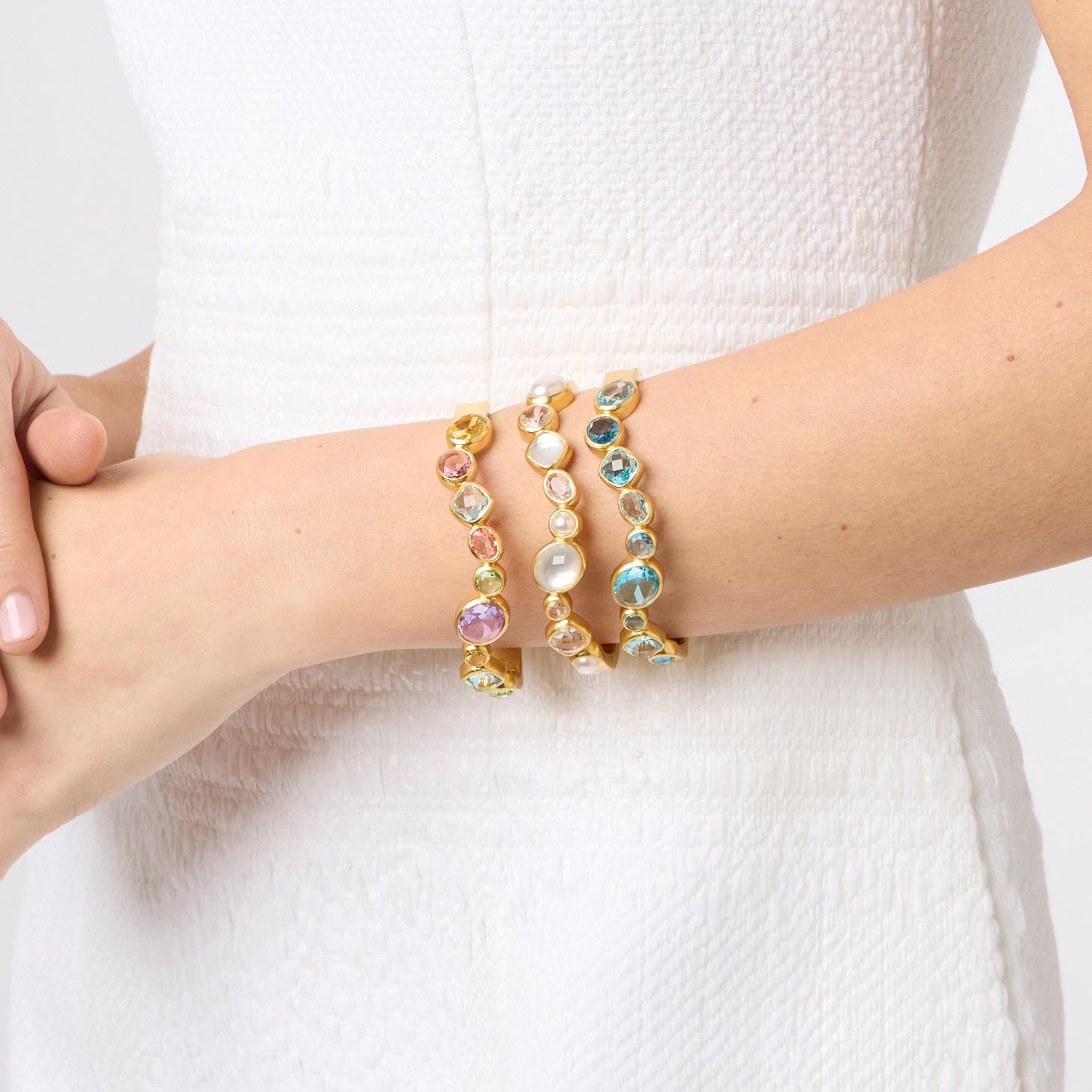 Julie Vos Julie Vos Kaleidoscope Hinge Bangle with Iridescent Clear Crystal Stones - Little Miss Muffin Children & Home