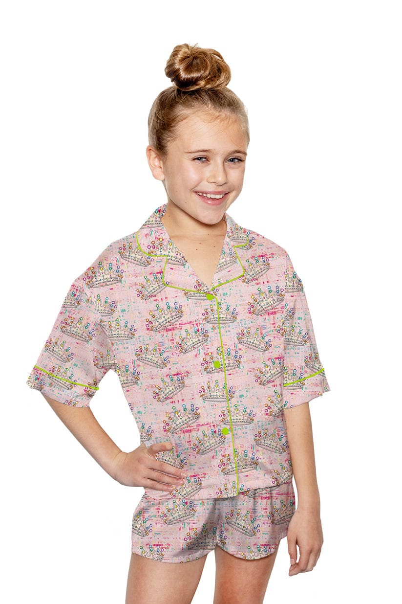 Sunshine Society Sunshine Society Kids Silky Crown Jewels Short Sleeve with Shorts - Little Miss Muffin Children & Home