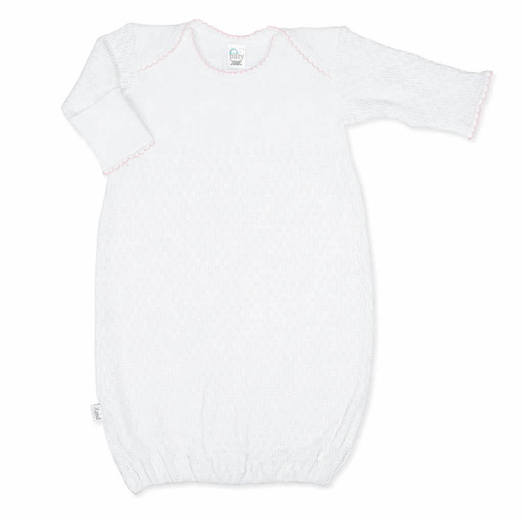 Knit Overlap Shoulder Gown Blue No Bow