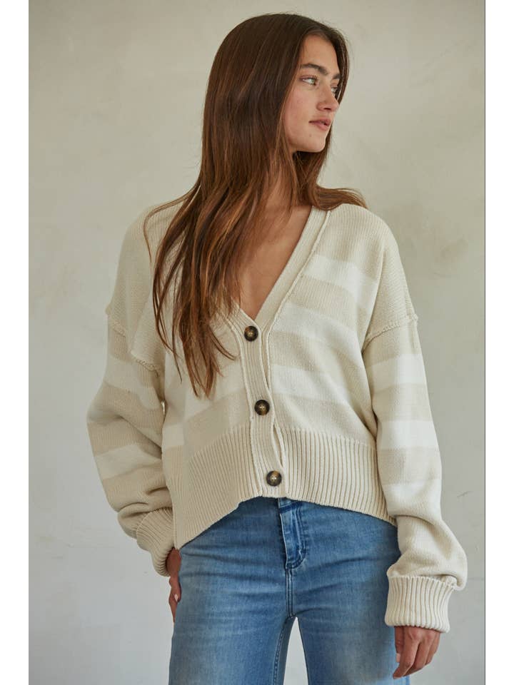 striped cardigan in cream
