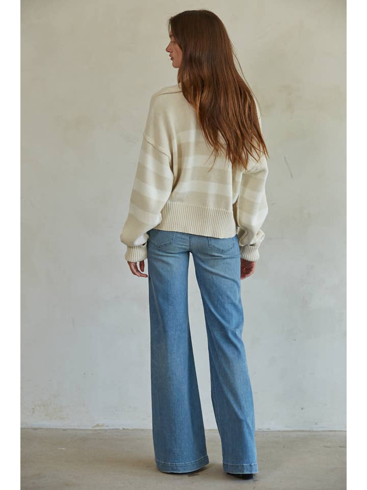 striped cardigan in cream