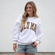 Cozy Leopard Lettering Sweatshirt in White