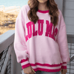 Lulu Mac Social Society Adult Sweatshirt in Light Pink & Hot Pink Stitch by Girlie Girl Originals