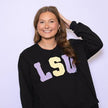 LSU Distressed Embroidery Pullover