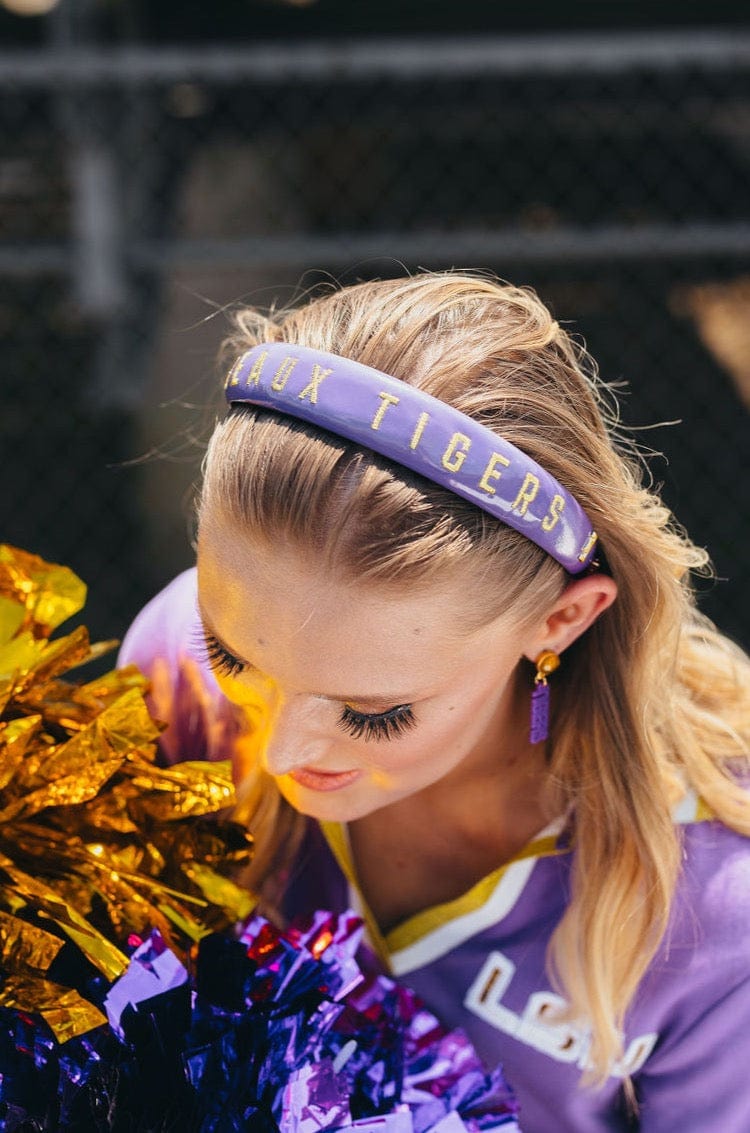 Brianna Cannon Wholesale Brianna Cannon LSU Purple Thin Embroidered Headband - Little Miss Muffin Children & Home