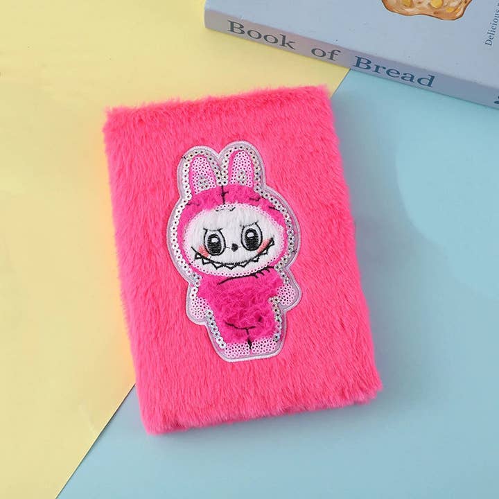 Labubu Cartoon Plush Hot Pink Notebook