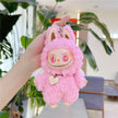 Labubu Cartoon Soft Vinyl Plush Doll Keychain with Wings pink