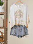 Lace Embroidered Oversized Crop Top