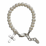 Cherished Moments Cherished Moments Freshwater Pearl Cross Charm Baptism Bracelet - Little Miss Muffin Children & Home