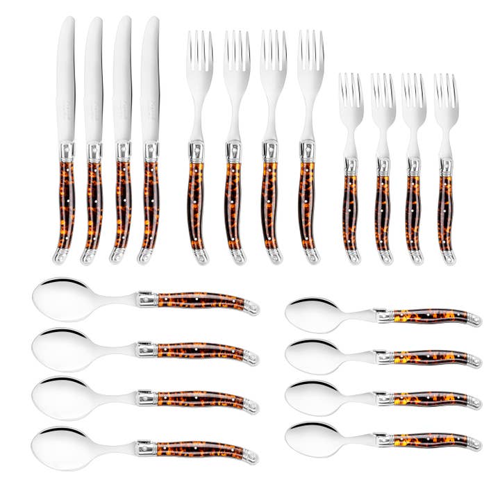 Laguiole 20pc 18/10 SS Connoisseur Flatware Set with Tortoise
