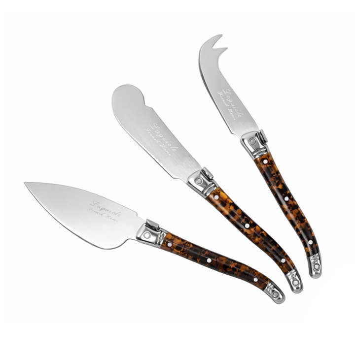 Laguiole 3pc Cheese Knife Set with Tortoise Shell Handle