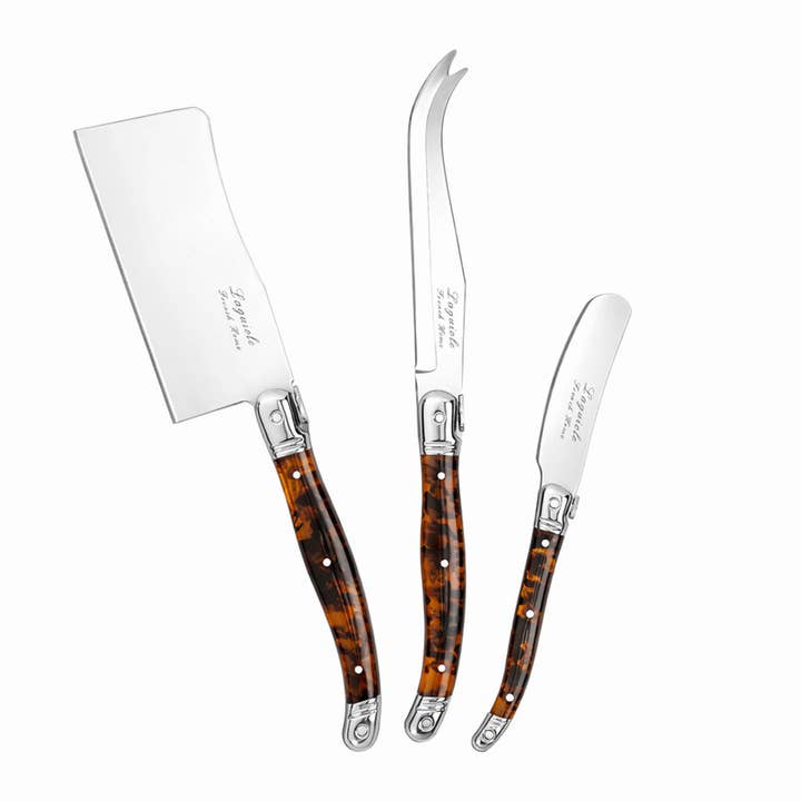 Laguiole 3pc Cheese Knives with Tortoise Shell Handles